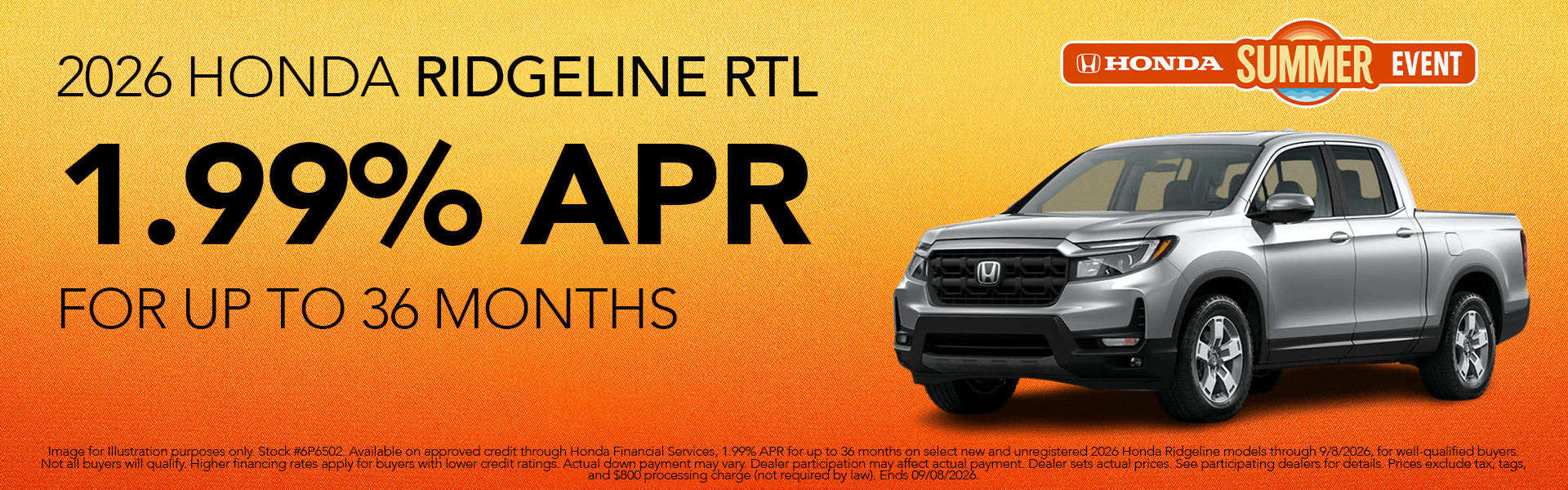 New 2026 Ridgeline RTL