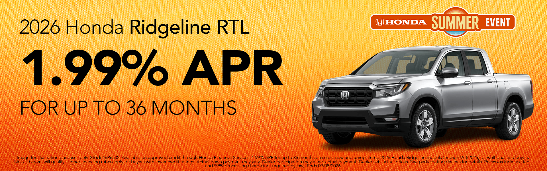 New 2026 Ridgeline RTL